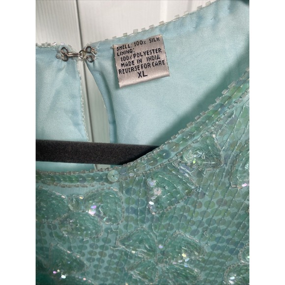 Vintage Laurence Kazar Beaded Sequin Top XL Silk Glam Ornate Fairy Gala Event - Picture 6 of 7